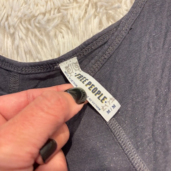 Free People Gray Silver Sparkle Swing Top Woman’s size medium - Picture 2 of 11